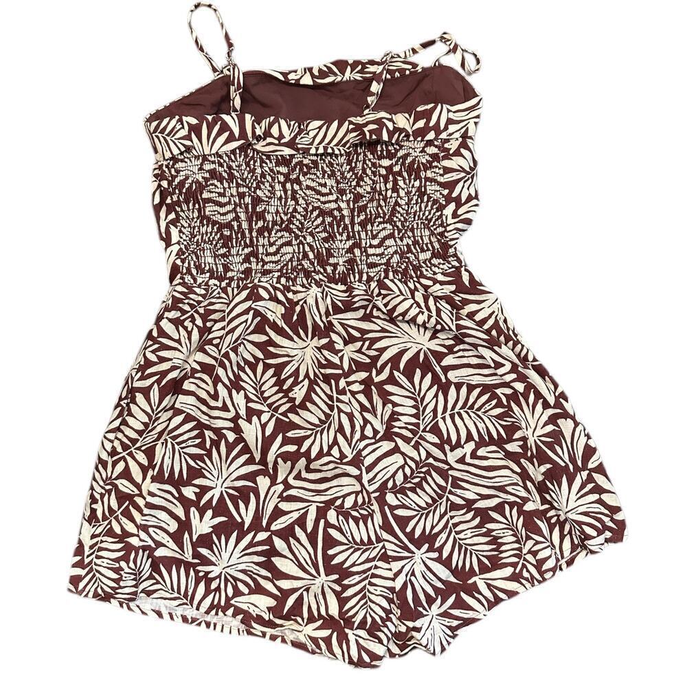 Lost + Wander Brown Tropical Leaf Print Romper Size Small — image 6 of 7